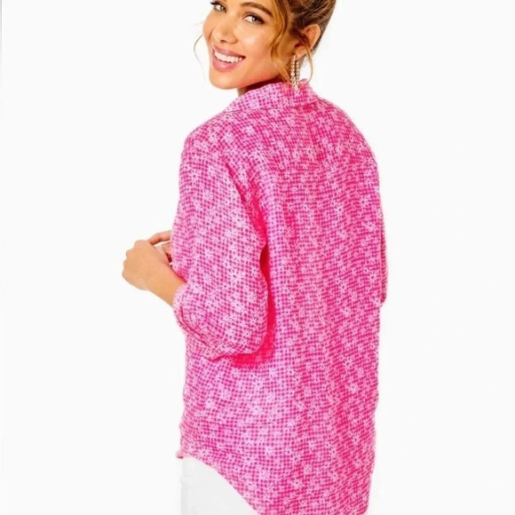 Lilly Pulitzer Sea Coast Linen Blouse, Size Large, NIP - Picture 2 of 3